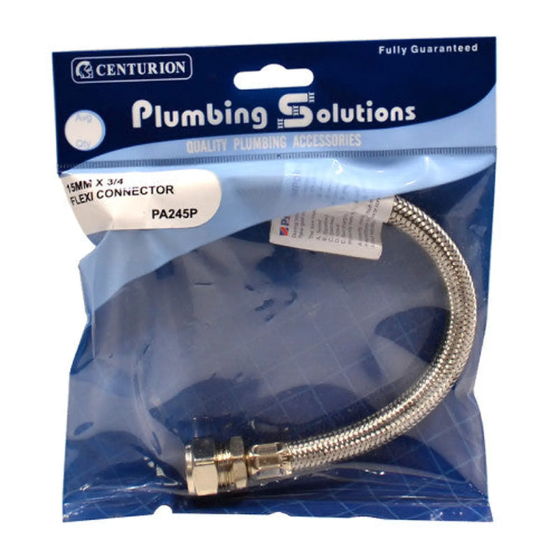 15mm x 3/4" BSP x 300mm Armoured Flexible Cable - Pack of 3