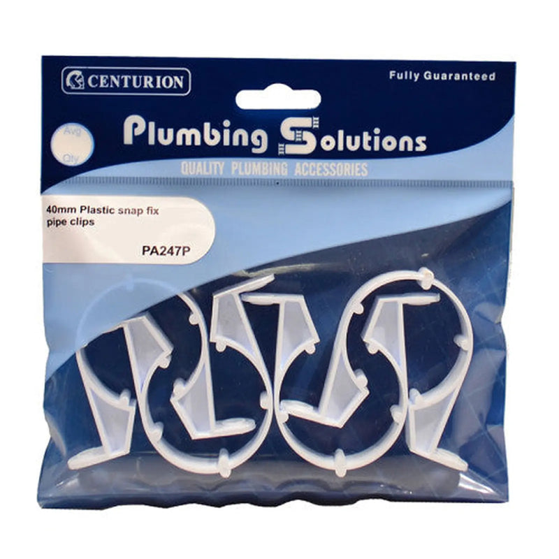 40mm Waste Pipe Clips (Pack of 4) - Pack of 5