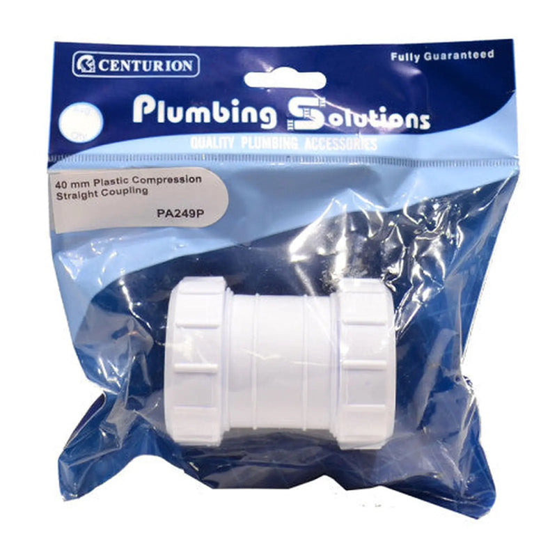 40mm Plastic Compression Straight Coupling - Pack of 4