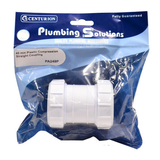 40mm Plastic Compression Straight Coupling - Pack of 4