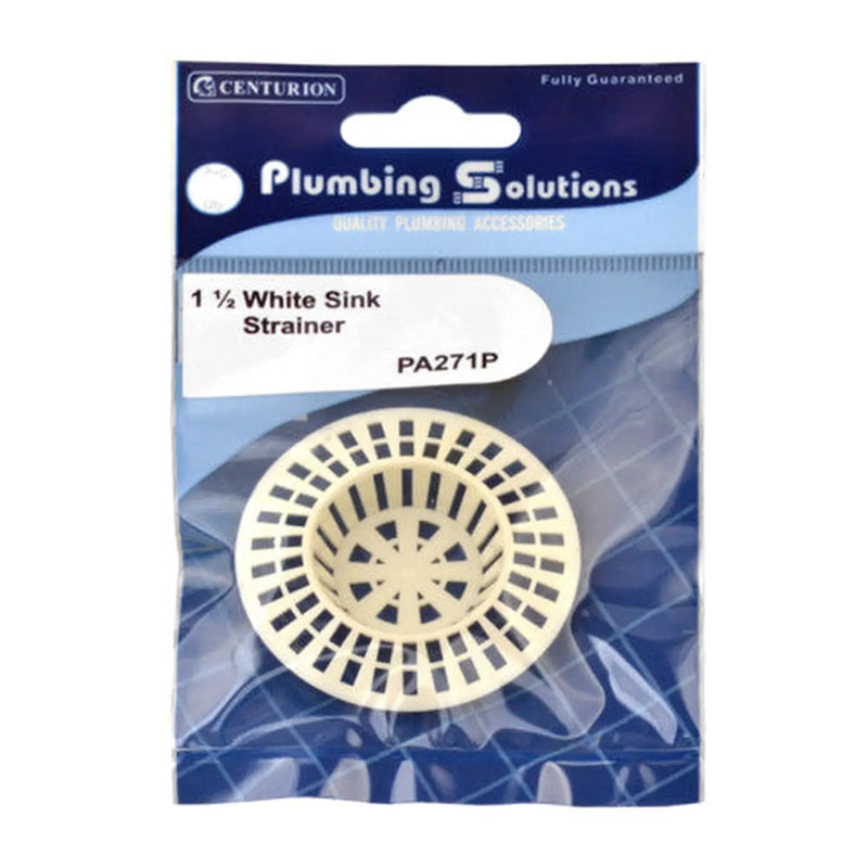 Sink Strainer - White Plastic - 1 1/2" - Pack of 5