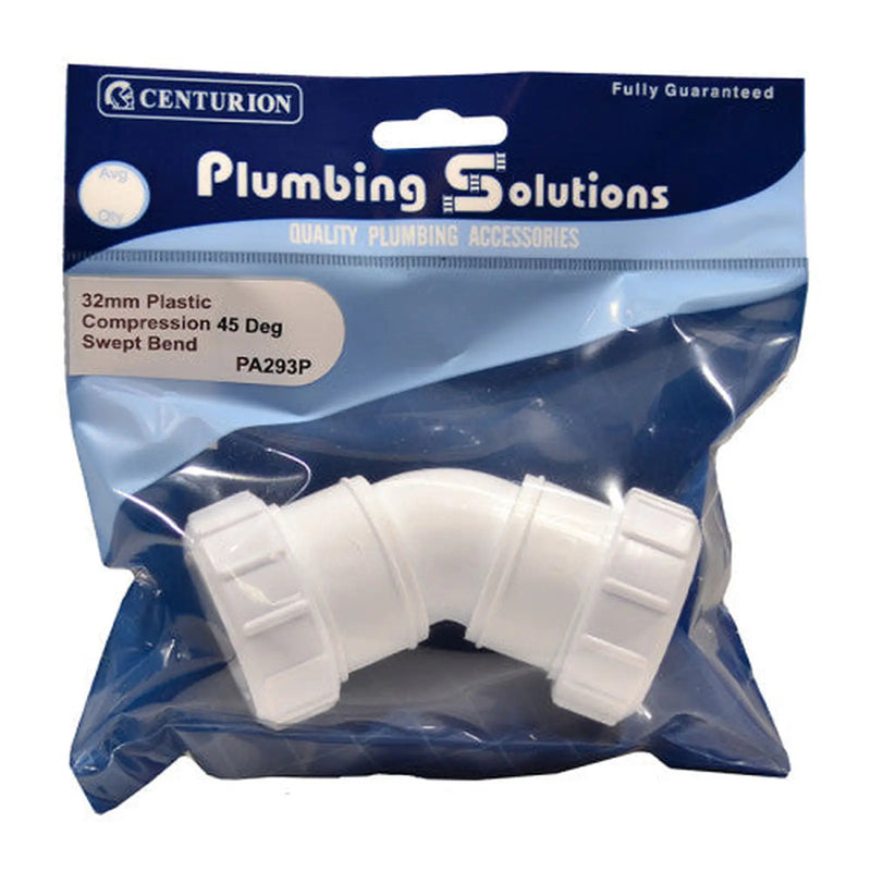 32mm Plastic Compression 45 Deg Swept Bend - Pack of 4