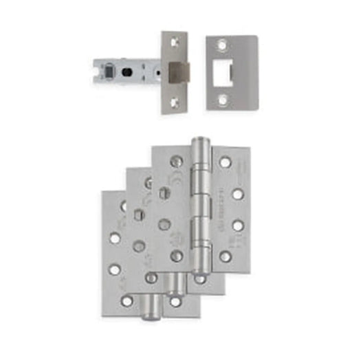 Latch Pack - C/W 76Mm Bolt Through Latch Pair & Half Grade 13 Hinges - Satin Stainless Steel