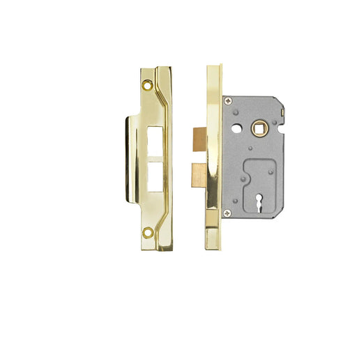 64Mm Sash Lock - 2 Lever - 57Mm C/C - Rebated 13Mm - Electro Brassed