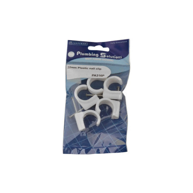 22mm Plastic Nail In Pipe Clips (Pack of 5)