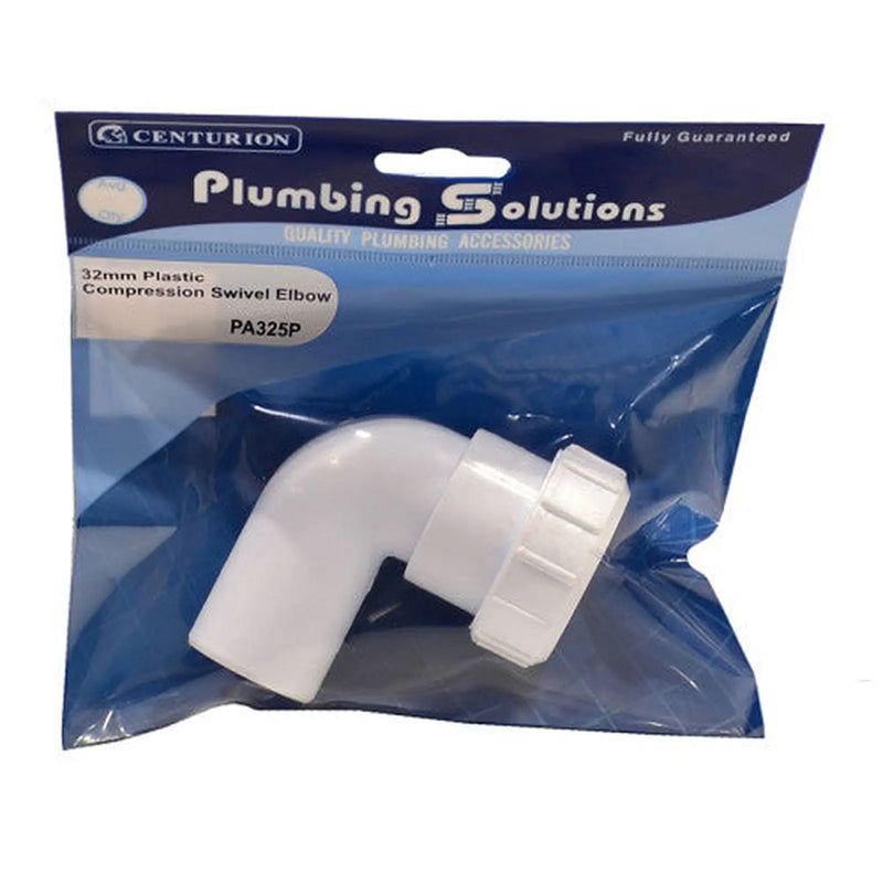 32mm Plastic Compression Swivel Elbow - Pack of 4