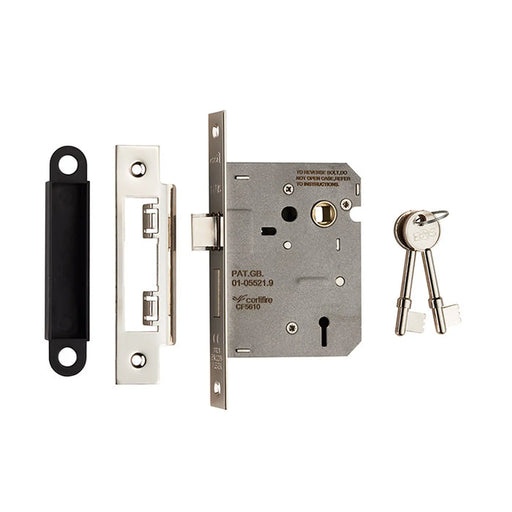 76Mm Sash Lock - 3 Lever - 57Mm C/C - Square - Nickel Plated