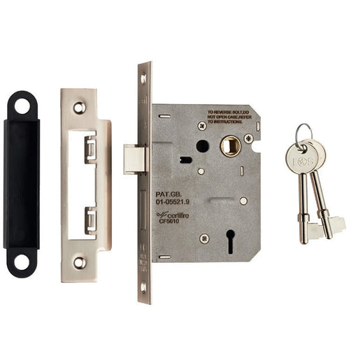 76Mm Sash Lock - 3 Lever - 57Mm C/C - Radius - Satin Nickel
