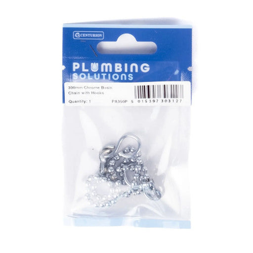 12" Basin Chain With Hooks - Chrome - Pack of 5