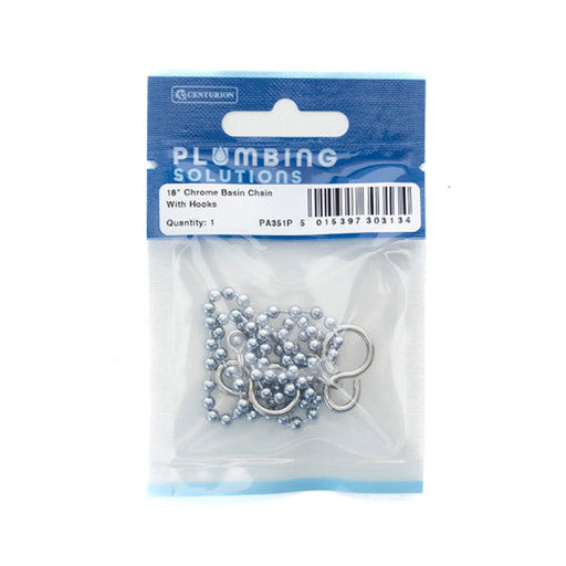 18" Basin Chain With Hooks - Chrome - Pack of 5