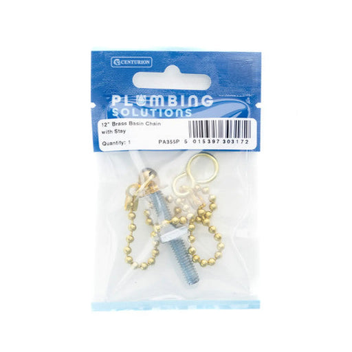 12" Basin Chain With Stay - Brass - Pack of 5