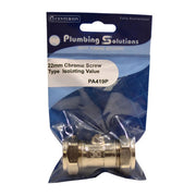 22mm Isolating Value - Screw Type Shut Off - Chrome - Pack of 3