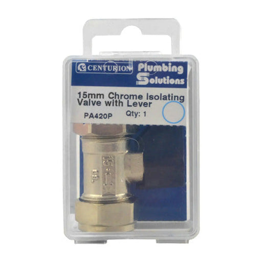 15mm Isolating Valve with Lever - Chrome - Pack of 5