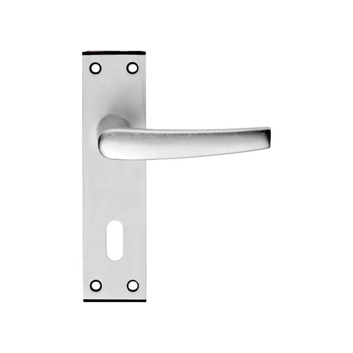 Aluminium Mial Lever On Backplate - Lock 57Mm C/C - Satin Anodised Aluminium 150MM X 38MM