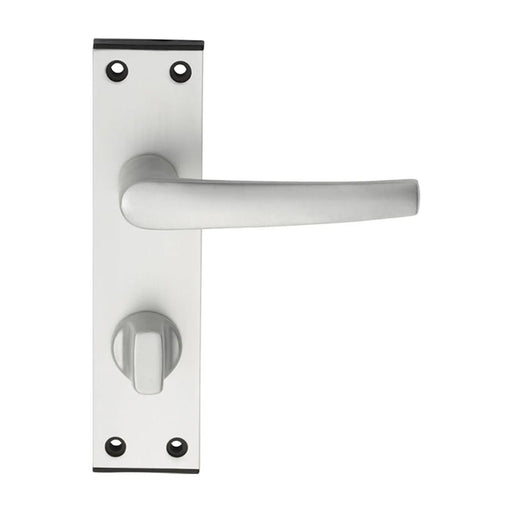 Aluminium Mial Lever On Backplate - Bathroom/Privacy - Satin Anodised Aluminium 150MM X 38MM
