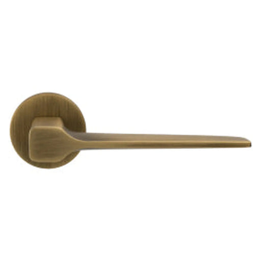 Sonica Lever On Sprung Push-On Round Rose Bgo (Brushed Bronze Matt) - Antique Brass