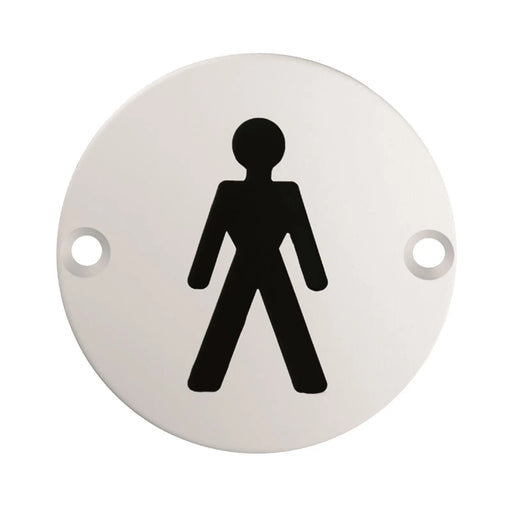 76Mm Sign - Male - Face Fix - Satin Stainless Steel