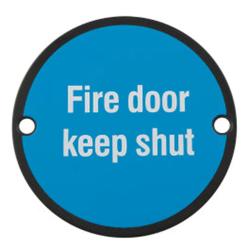 76Mm Sign - Fire Door Keep Shut - Face Fix - Matt Black
