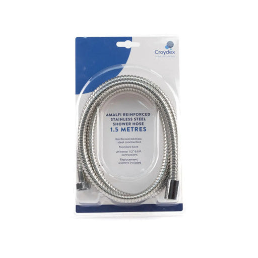 1.5m Flexible Shower Hose - 1/2" BSP - Chrome Plated - Pack of 3