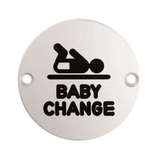 76Mm Sign - Baby Change - Face Fix - Satin Stainless Steel
