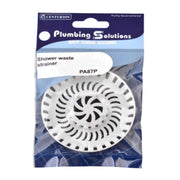 80mm Plastic Bath/Shower Strainer - White - Pack of 5