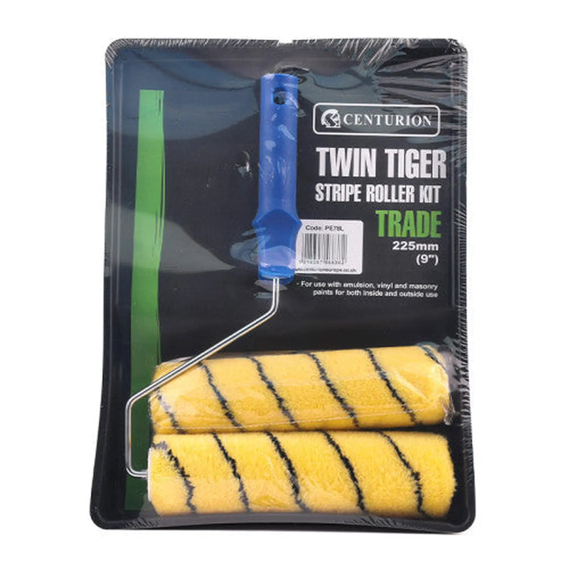 Trade Twin Tiger Stripe Roller and Tray, 225mm x 38mm / 9" - Pack of 10