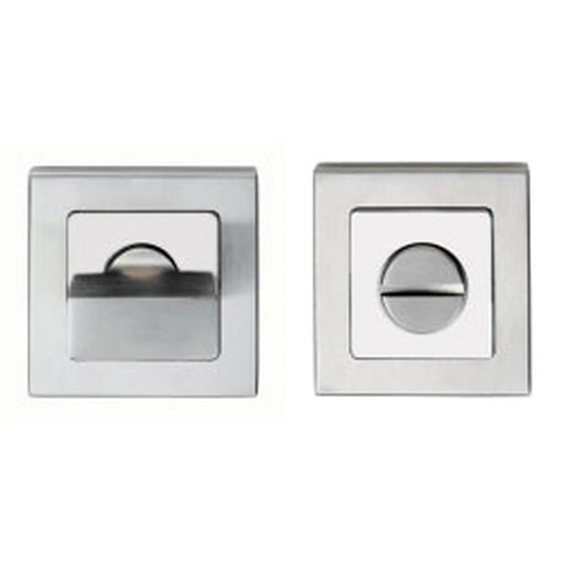 Turn & Release - 5Mm Spindle - Push-On Square Rose - Bright Stainless Steel/Satin Stainless Steel