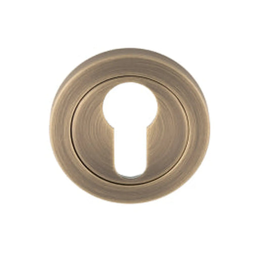 Escutcheon - Euro Profile - Screw-On Round Rose - Antique Brass