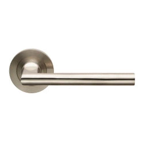Soho Lever On Sprung Screw-On Round Rose - Satin Stainless Steel