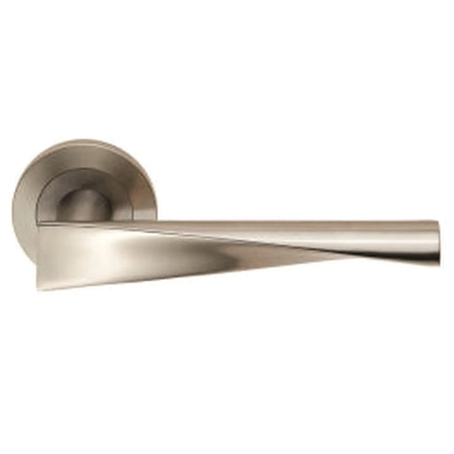 Brema Lever On Sprung Screw-On Round Rose - Satin Stainless Steel