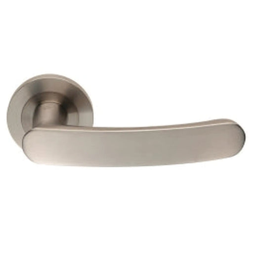 Berlino Lever On Sprung Screw-On Round Rose - Satin Stainless Steel