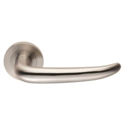 Luenza Lever On Sprung Screw-On Round Rose - Satin Stainless Steel