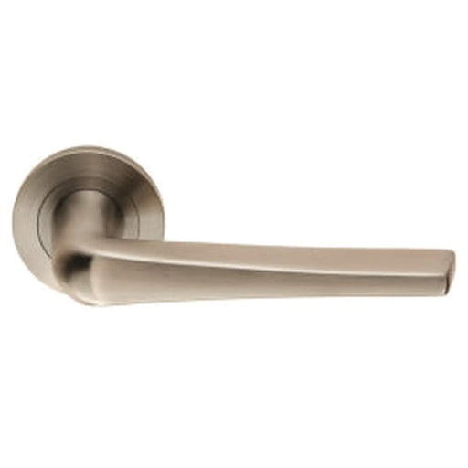 Plaza Lever On Sprung Screw-On Round Rose - Satin Stainless Steel