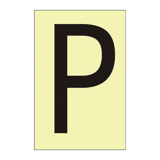 Character 'P' - Photoluminescent Vinyl - 50mm - Min Order 6