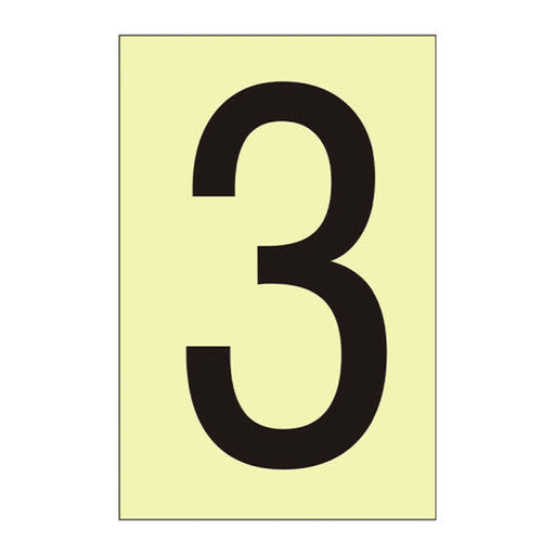 Character '3' - Photoluminescent Vinyl - 75mm - Min Order 6