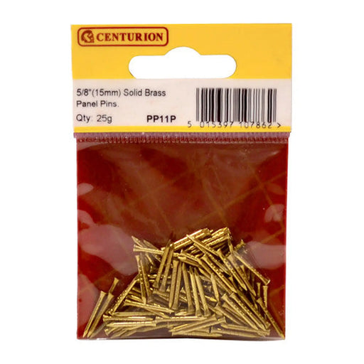 15mm Solid Brass Panel Pins (25g) - Pack of 5