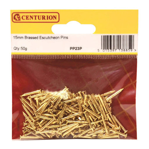 15mm Brassed Escutcheon Pins (50g) - Pack of 5