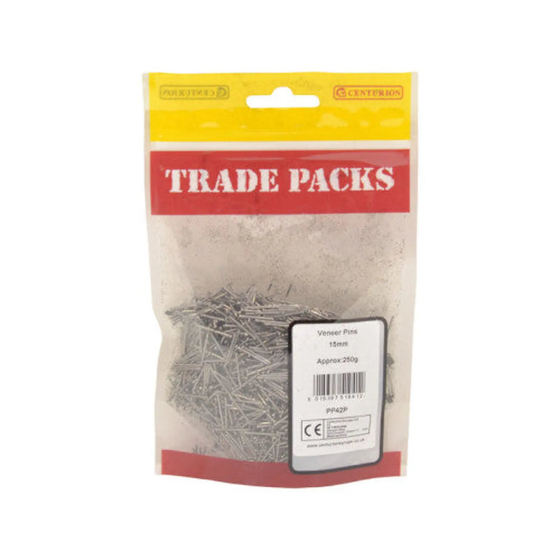 Veneer Pins - Steel - 15mm - (250g Pack) - Pack of 5