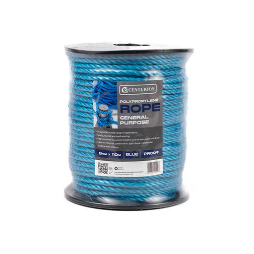 8mm Polypropylene Rope, Blue, 110m Reel
