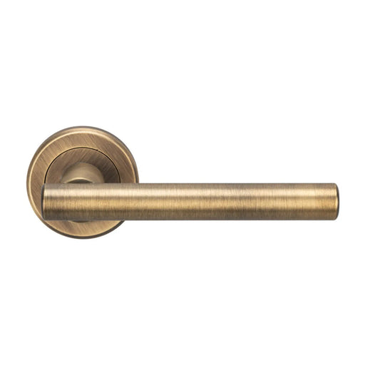 Philadelphia Lever On Sprung Screw-On Round Rose - Retail Pack - Antique Brass