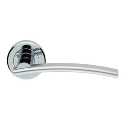 Cumulus Lever On Sprung Screw-On Round Rose - Polished Chrome/Satin Chrome