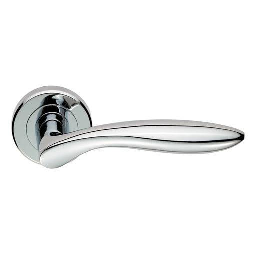 Shark Lever On Sprung Screw-On Round Rose - Polished Chrome