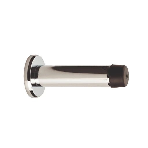 Wall Mounted Cylinder Doorstop With Rose - Retail Pack - Polished Chrome