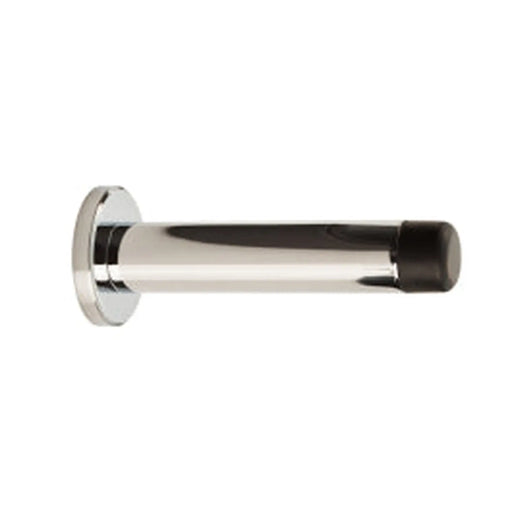 Wall Mounted Cylinder Doorstop With Rose - Polished Chrome