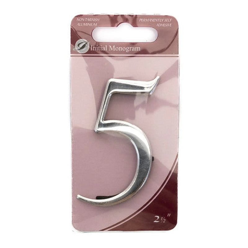 2 1/2" Silver Effect Pullman Numeral 5 - Pack of 5