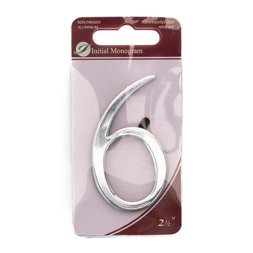 2 1/2" Silver Effect Pullman Numeral 6 - Pack of 5