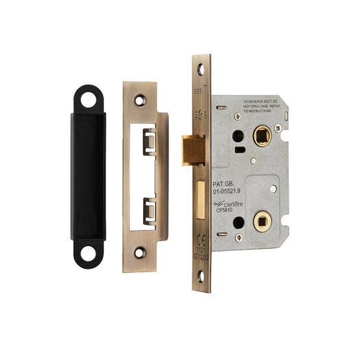 64Mm Bathroom Lock - 5Mm Follower - 57Mm C/C - Square - Retail Pack - Antique Brass