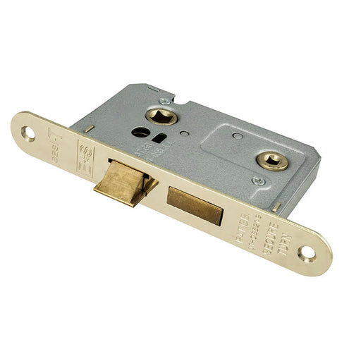 64Mm Bathroom Lock - 5Mm Follower - 57Mm C/C - Radius - Electro Brassed