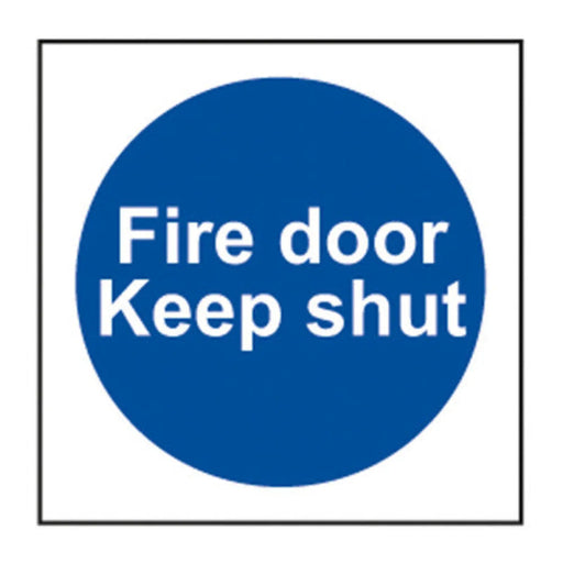 Fire Door Keep Shut' Labels, Self-Adhesive Vinyl,  (100mm x 100mm) (Roll of 100)