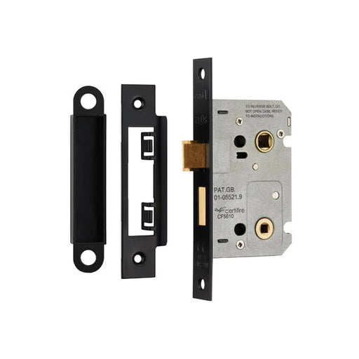 64Mm Bathroom Lock - 5Mm Follower - 57Mm C/C - Square - Matt Black